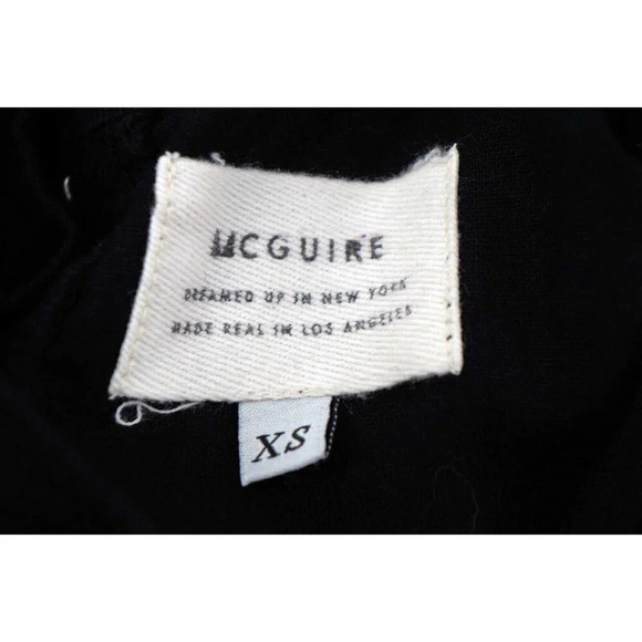 McGuire Sorbonne Dress Women Extra Small XS Black Linen Ruffle Shift Button Back - Picture 4 of 11